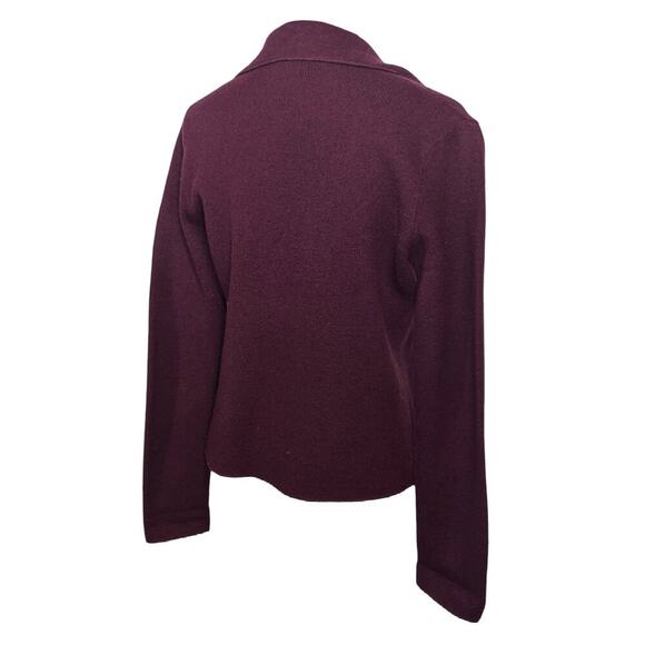 Christopher & Banks Y2K 100% Wool Embroidered Blazer Cardigan Burgundy Small - Picture 2 of 9